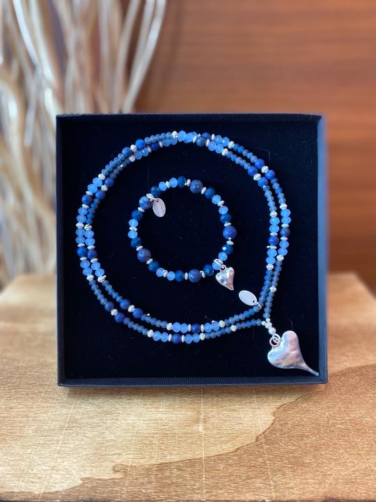 Produktbild Andreani Schmuckset "Herz" aus echtem Sodalith (Blau)