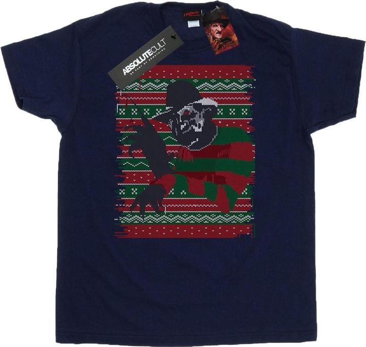 Actual product image Absolute Cult Mens Christmas Fair Isle T-Shirt (XL)