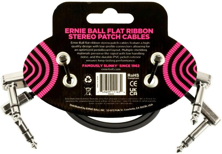 Actual product image Ernie Ball Patch cable 6405 Flat Ribbon, pack of 2 - 0.3 (0.30 m)