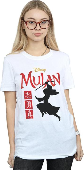 Actual product image Disney Womens/Ladies Mulan Movie Warrior Silhouette Cotton Boyfriend T-Shirt (5XL)