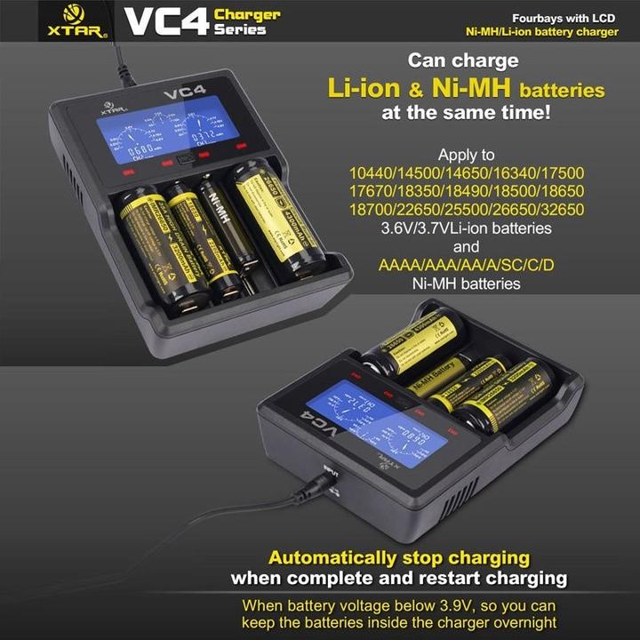 Immagine prodotto AccuCell Batteria Panasonic 18650 agli ioni di litio e caricatore rapido 4x agli ioni di litio (1 pz., 18650, 3400 mAh, Batteria + Caricabatterie)