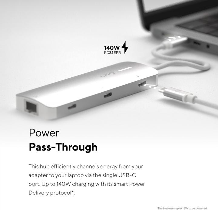 Produktbild LINQ Connects 8in1 PRO USB-C Multiport Hub 140W (USB-C, 8 Ports)