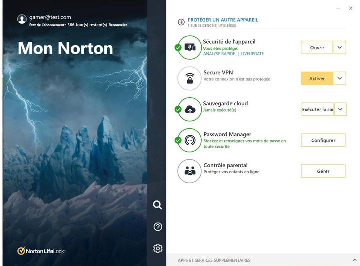 Image du produit Norton 360 Gamer (3 Utilisateur, 12 mois)