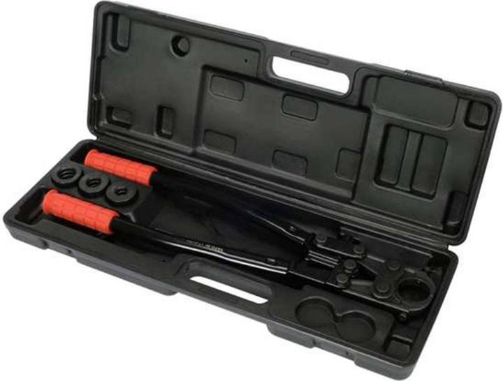 Produktbild Yato Profi Rohrpresszange 4-teilig, für Verbundrohre PE RT PEX Al PEX PEX-AI-PEX Aluminium, 16-26 mm (57 mm)