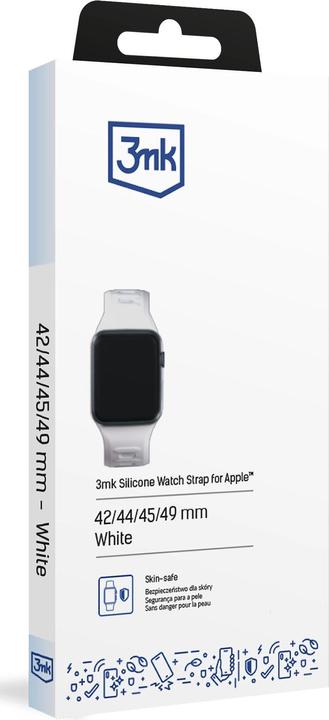 Produktbild 3MK Silicone Watch Strap biały/white dla Apple Watch 42/44/45/49mm (Edelstahl, Silikon, 3, 4, 9, Ultra)
