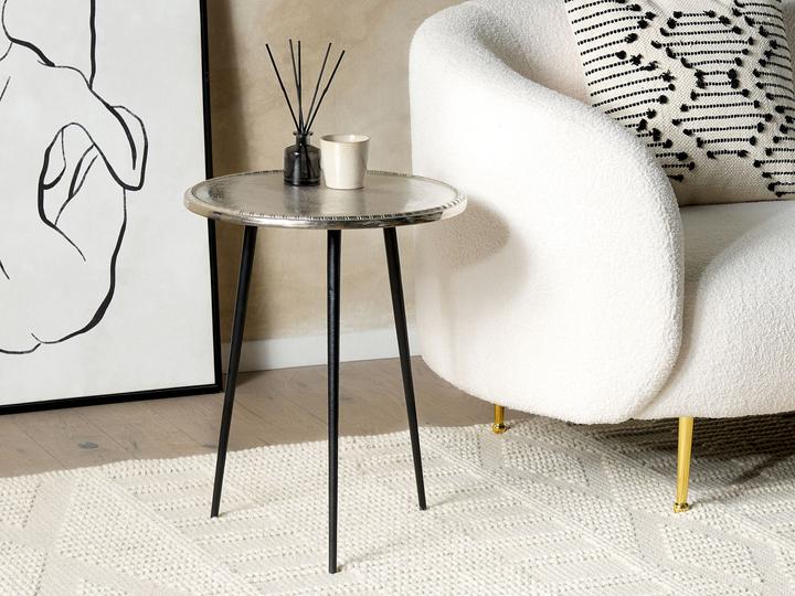 Productafbeelding Beliani Bijzettafel zilver / zwart rond ⌀ 43 cm TELFER