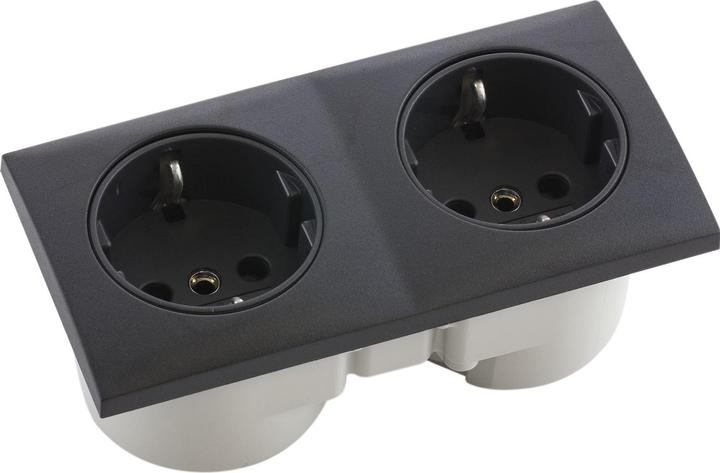 Actual product image Berker Integro Flow double socket outlet anthracite, socket outlet anthracite