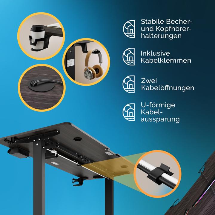 Image du produit Casaria Bureau réglable en hauteur (140 x 60 x 118 cm)