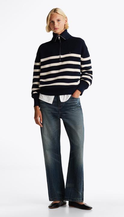 Immagine prodotto Tommy Hilfiger Cardigan Dames Trui Gebreid Katoen - Blauw/Wit - Maat M (M)