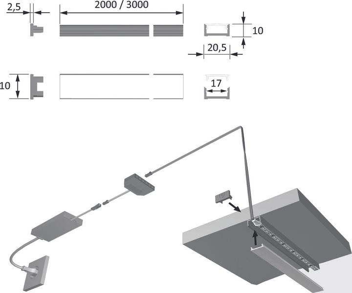 Produktbild Halemeier LED Ein-/Anbauprofile ChannelLine D mit Lichtblende