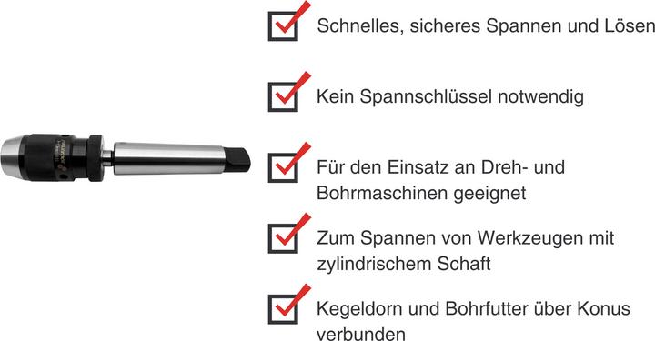 Actual product image Paulimot Schnellspann-Bohrfutter 1-13 mm + Kegeldorn MK4 / B16