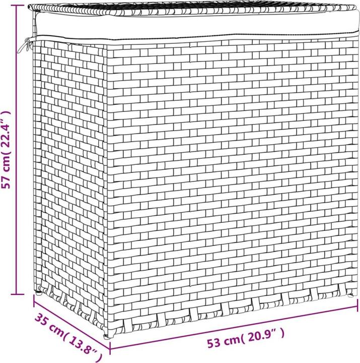 Immagine prodotto VidaXL Cesto per la biancheria con 2 scomparti Marrone scuro 53x35x57 cm Poly