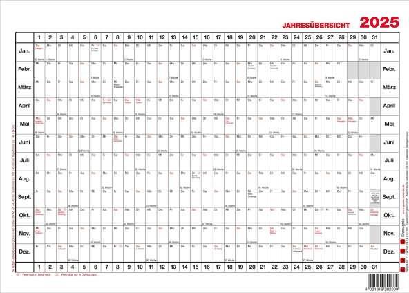 Actual product image Güss Wall calendar A4 landscape 12M 1S (A4)