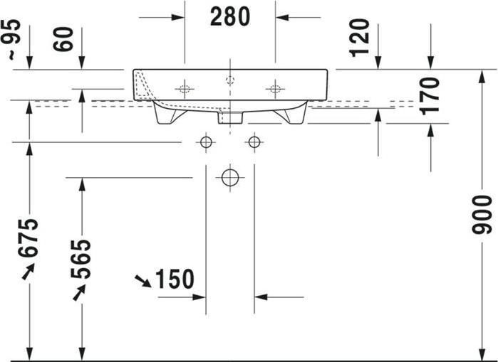 Produktbild Duravit Möbelwaschtisch HAPPY D.2 m ÜL HLB 600x505mm geschli 1 HL weiss (505 mm, 600 mm)