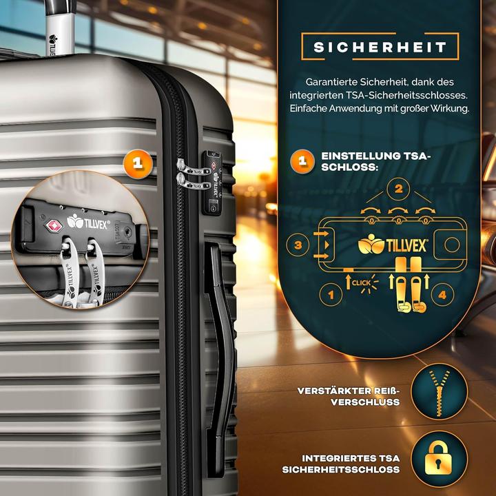 Image du produit Tillvex 3-teiliges Reisekoffer-Set mit Kofferwaage, Gepäckanhänger & Kofferbänder (M (50 - 90l), L (90 - 115l), XL (à partir de 115l))