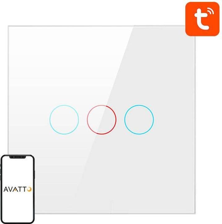Immagine prodotto Avatto Interruttore intelligente ZigBee UE02-EU-W3 3 vie TUYA (bianco)