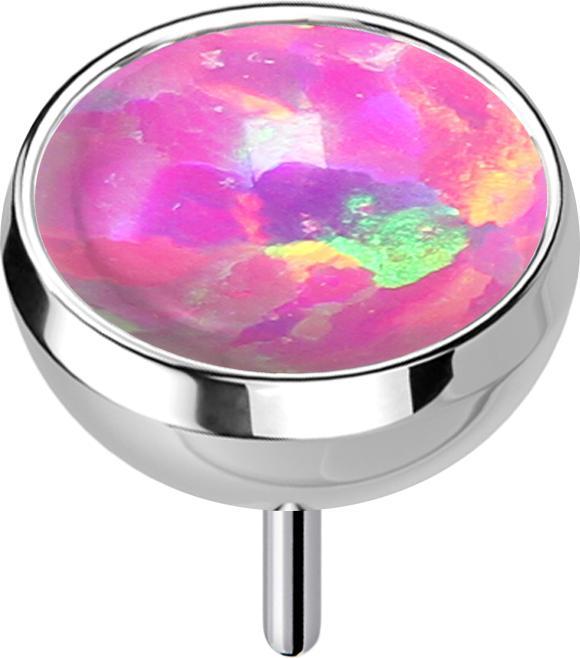 Produktbild Star Piercing Threadless Halbkugel silber mit Opal pink (Titan G23, ohne Messing)