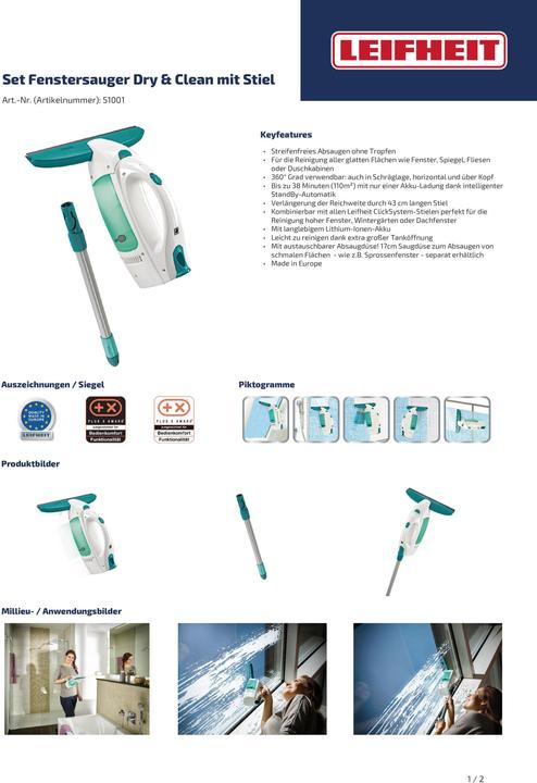 Image du produit Leifheit Aspirateur de fenêtre