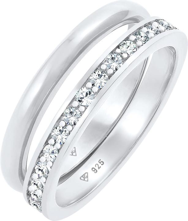 Elli Ring Kristalle Memoire Bandring Basic 2er Set 925 Silber (56, 925 Silber)