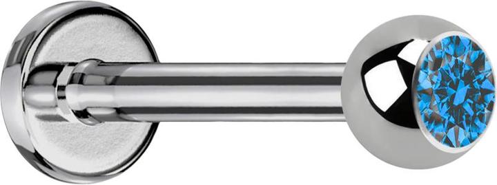 Immagine prodotto Star Piercing Labret in argento con sfera di cristallo azzurro (senza ottone, Titanio G23)