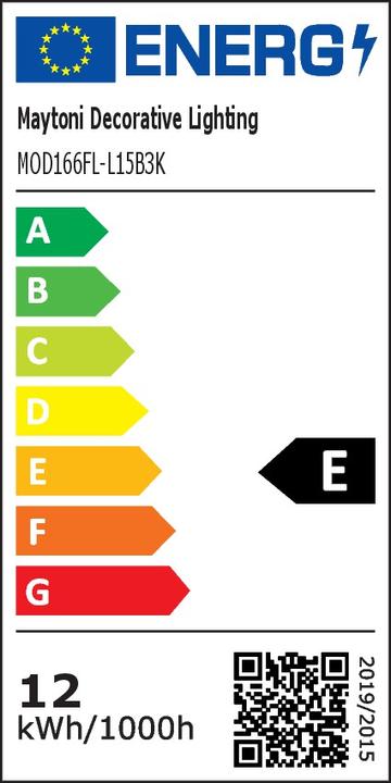 Label énergétique Maytoni Tau LED Lampadaire, Lampadaire 15W Noir Blanc Chaud (450 lm)