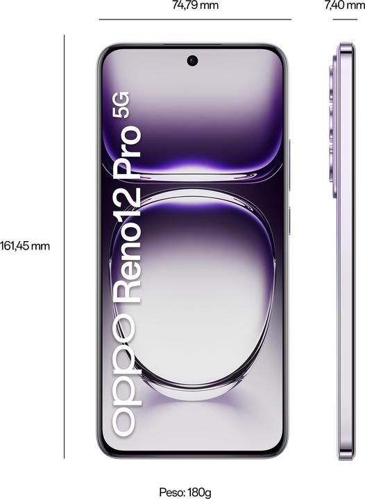 OPPO Reno12 Pro (512 GB, Nebula Argento, 6.70", Doppia SIM, 50 Mpx, 5G)