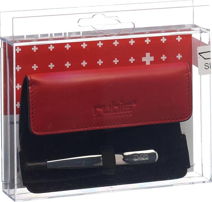 Produktbild Rubis Pinzette Shiny mit Etui, schräg, silber