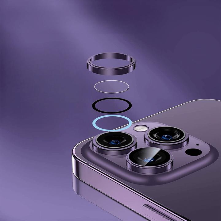 Actual product image Enkay iPhone 15 Pro / 15 Pro Max - Camera Lenses Bulletproof Glass blue (3 Piece, Apple iPhone 15 Pro, Apple iPhone 15 Pro Max)