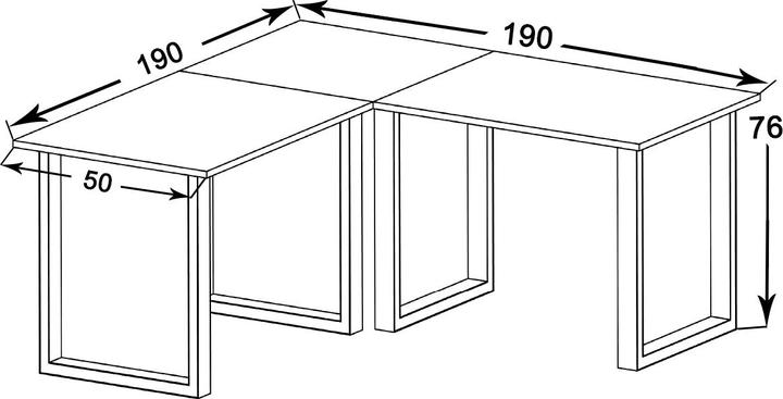 Immagine prodotto VCM Mobili per ufficio Scrivania angolare Lona Profondità 50 cm U Alu Nero (190 x 190 x 50 cm)
