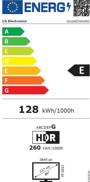 Energie-Label LG 86QNED866RE (86", QNED86, QNED, UHD, 2023)