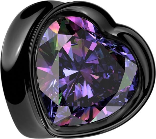 Produktbild Star Piercing Flared Plug Herz schwarz mit grossem Kristall multicolor (Chirurgenstahl 316L, ohne Messing)