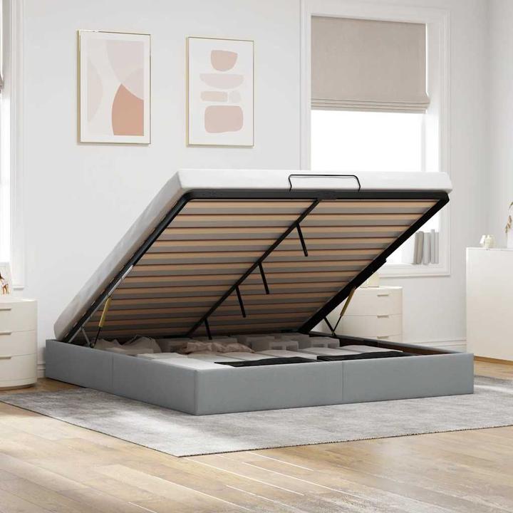 Image du produit VidaXL Lit Ottoman sans matelas Gris clair 160x200 cm Tissu (160 x 200 cm)
