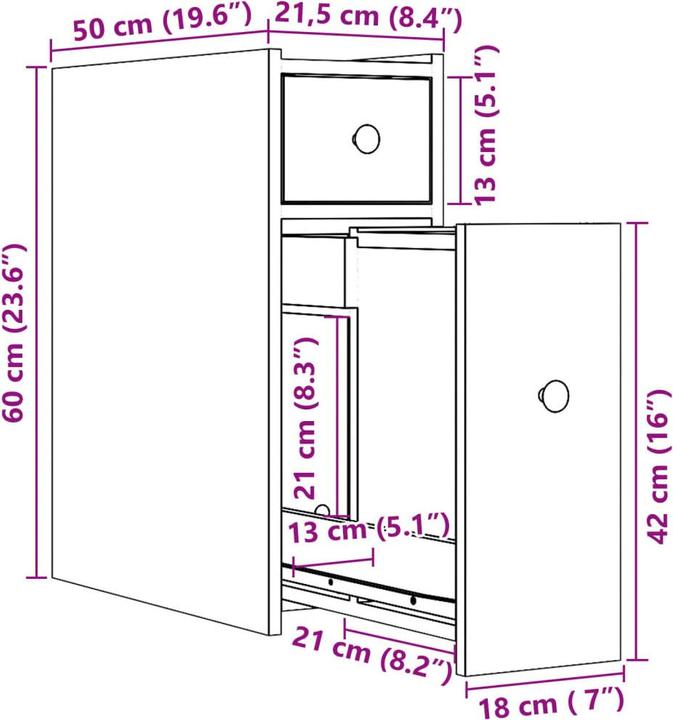 Immagine prodotto VidaXL Mobile bagno stretto con rotelle -Ottica