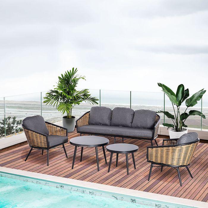 Actual product image Swisshandel24 Polyrattan garden furniture set 5-piece rattan sofa set seating set for break lounge Teetis