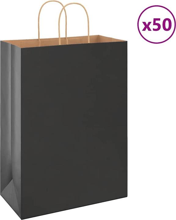 Image du produit VidaXL Sacs en papier kraft 50 pcs. avec anse Noir 32x17x44 cm Sac en papier (Pochette cadeau, 50 x)