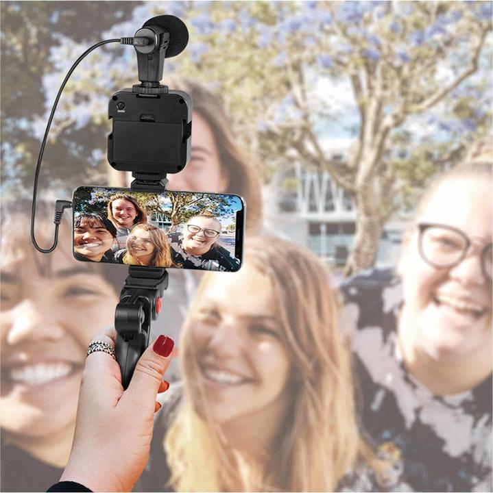 Immagine prodotto LogiLink Kit Vlogger con luce LED, microfono + treppiede, per smartphone da 4,77 pollici