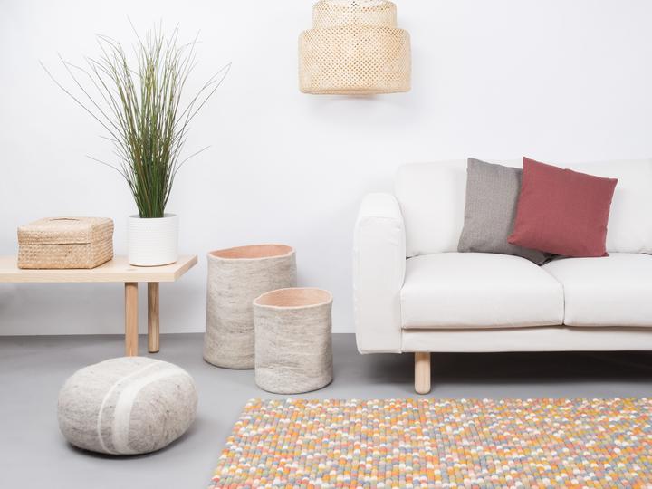 Actual product image Myfelt Liese felt ball rug square (70 x 100 cm)