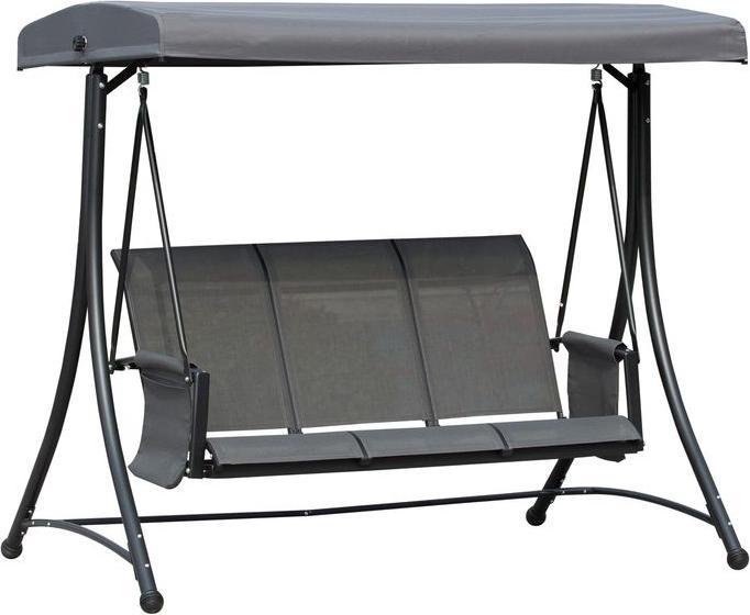 Actual product image Swisshandel24 3-seater Hollywood swing, garden swing with sun canopy, swing bench with shelf, aluminium, grey
