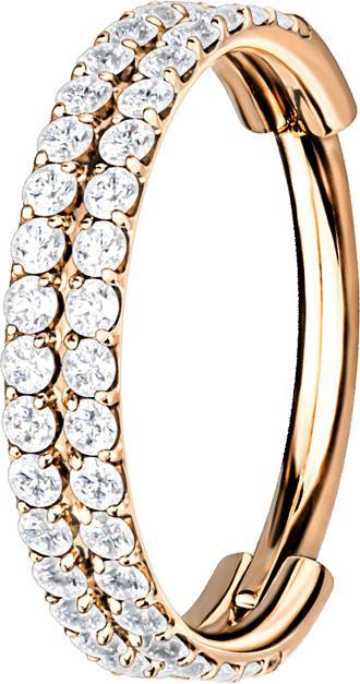 Star Piercing Micro Segmentring klappbar rosegold doppellinie mit Kristallen (Chirurgenstahl 316L, ohne Messing)