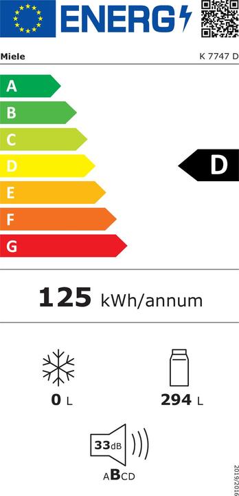 Etichetta energetica Miele Frigorifero K 7747 D (294 l)