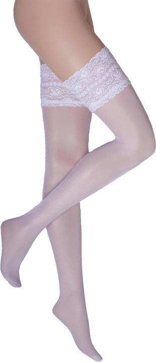 Actual product image Levee Satin Sheers stay up stockings, colour 100 white, size 56-58 (20 DEN, 56 - 58)