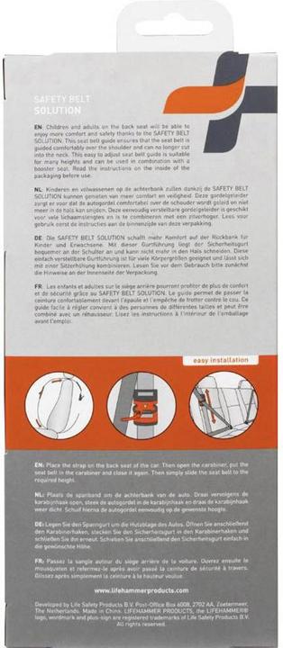 Actual product image LifeHammer Safety belt guide for children