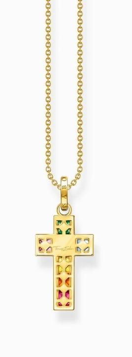 Actual product image Thomas Sabo Necklace Cross Colourful Stones Gold (925 silver, 40 - 45 cm)