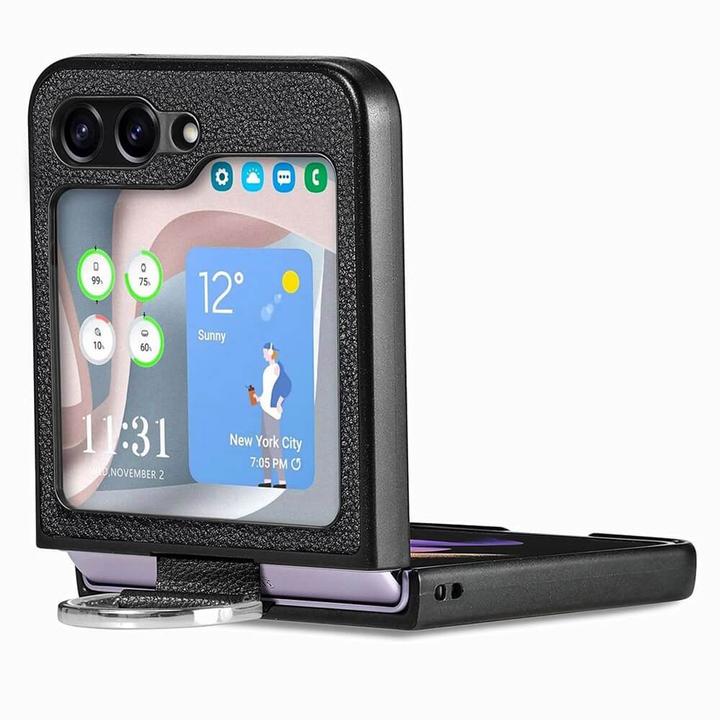 Image du produit Cover-Discount Galaxy Z Flip5 - Étui hybride avec support pour anneau marron (Samsung Galaxy Z Flip5)