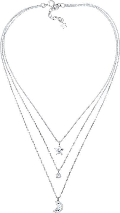 Produktbild Elli Halskette Layer Mond Stern Kristalle 925 Silber (925er Sterling Silber, Glaskristall, 40 cm)