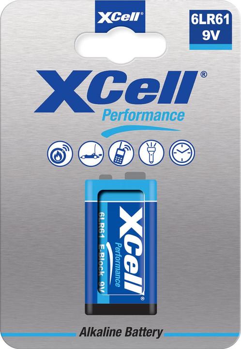 Produktbild XCell 10er-Set Batterie 9V-Block, 6LR61, Performance Alkaline, 9V (10 Stk., 9V Block)