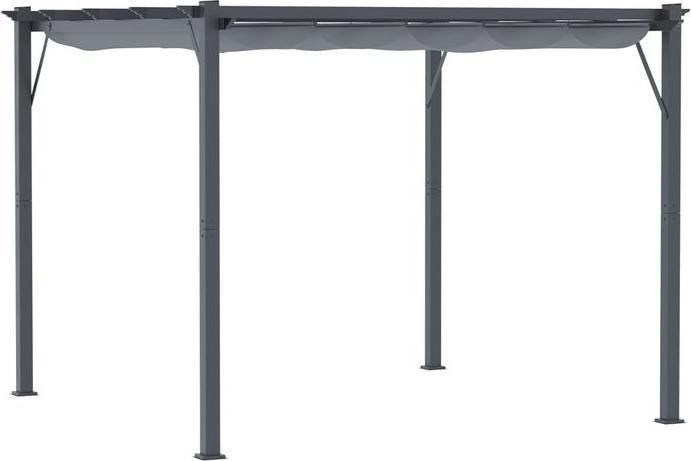 Actual product image Swisshandel24 Pergola pavilion with sliding roof aluminium charcoal grey+dark grey 3x3x2.23 m (300 cm, 300 cm)