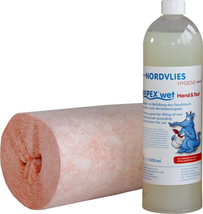 Actual product image Nordvlies Wet wipe dispenser WIPEX-WET Hand & Tool refill pack 4 rolls of non-woven fabric with 120 (4 x)
