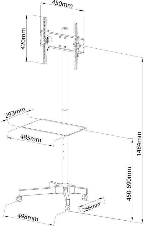 Actual product image Techly Trolley (Universal, 55", 25 kg)