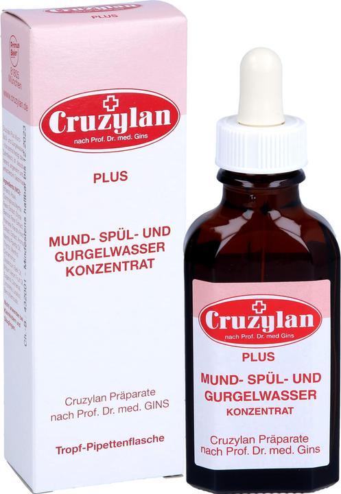 Actual product image Cruzylan Plus Mouthwash and Gargle Conc. Pip Fl, 50 ml solution (1 x, 50 ml)